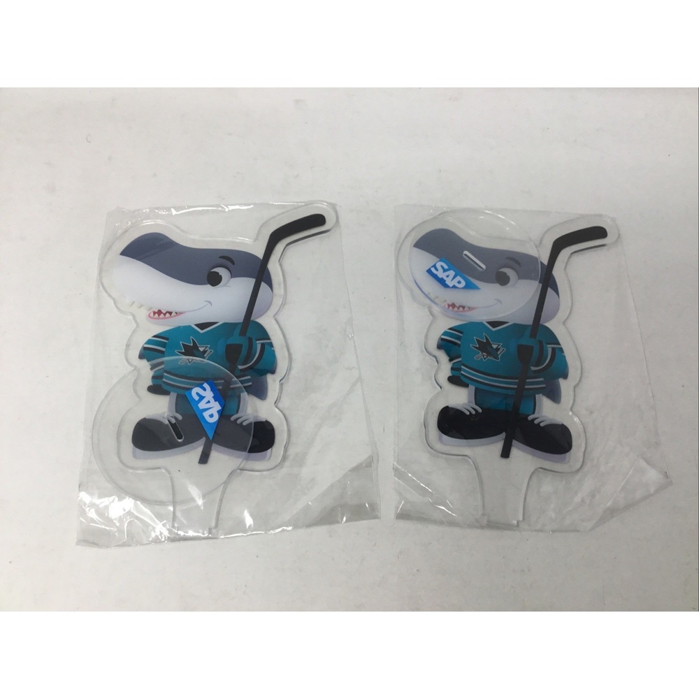 2 San Jose Sharks Sharkie Acrylic Standee 8" SAP Center Stadium Giveaway SGA NHL